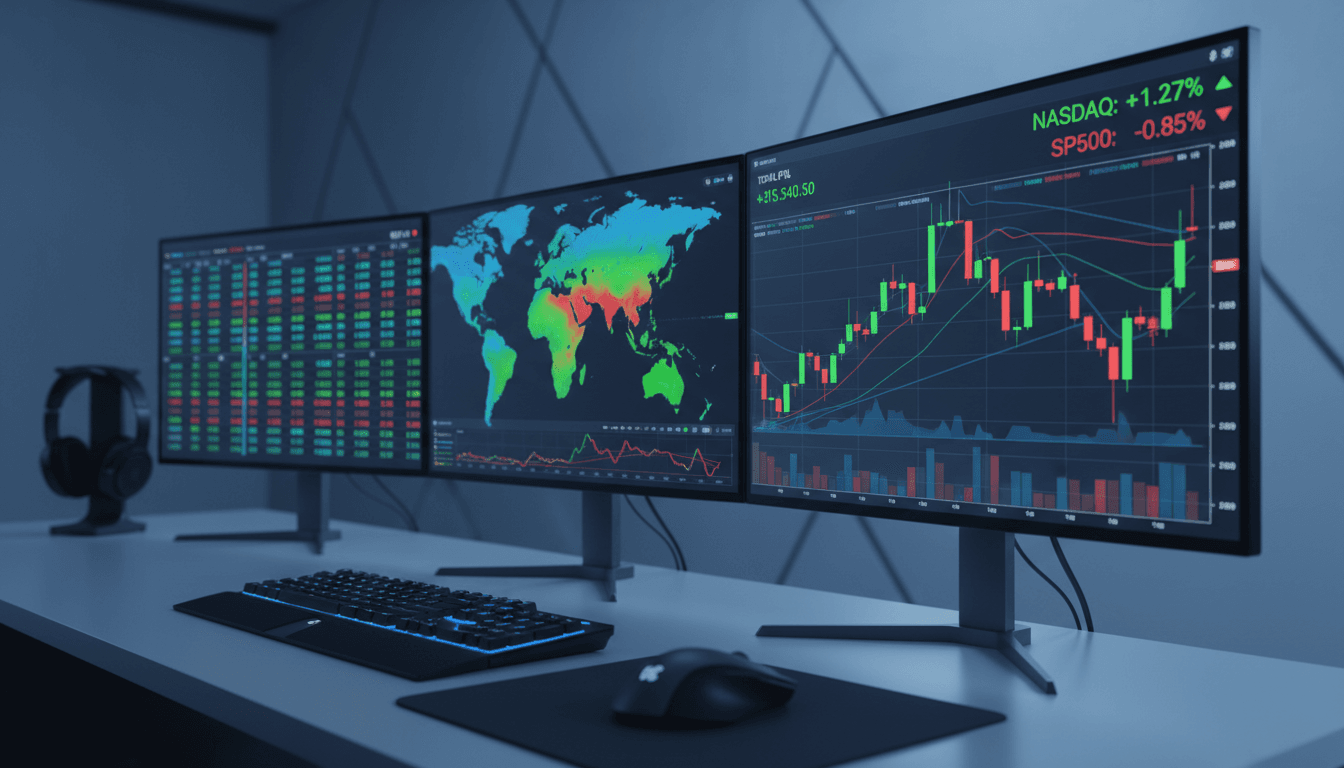 Financial trading dashboard with live market charts and real-time data